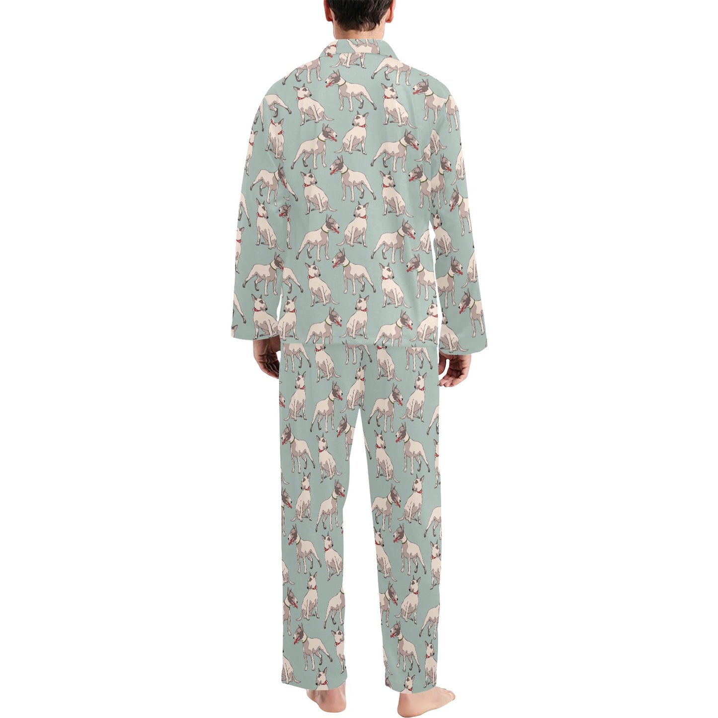 Bull Terrier Cute Print Pattern Men's Long Pajama Set