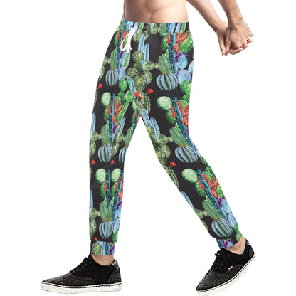 Cactus Watercolor Style Print Men's Sweatpants