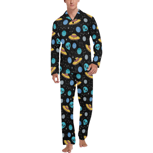 UFO Alien Print Design LKS306 Men's Long Pajama Set