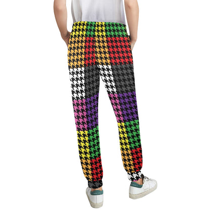 Houndstooth Colorful Pattern Print Design 01 Women's Casual Track Pants