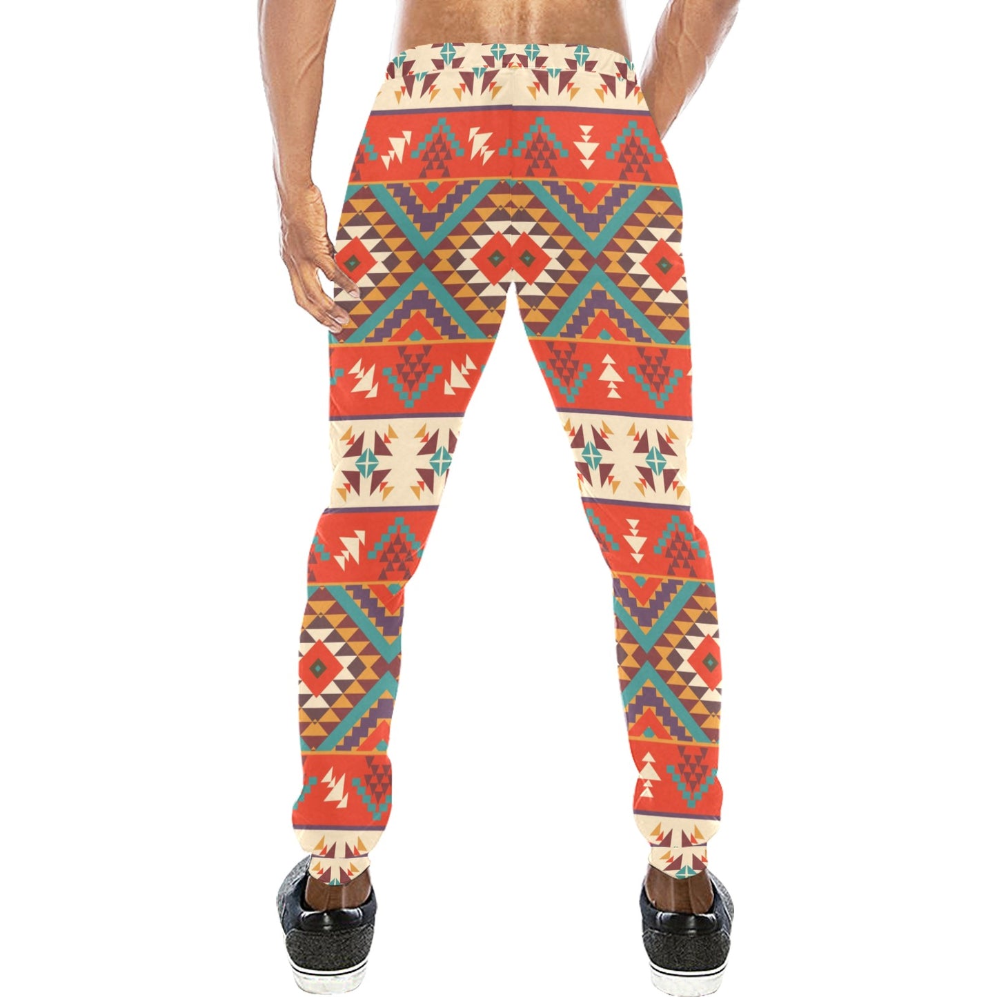 Aztec Red Print Pattern Men's Sweatpants
