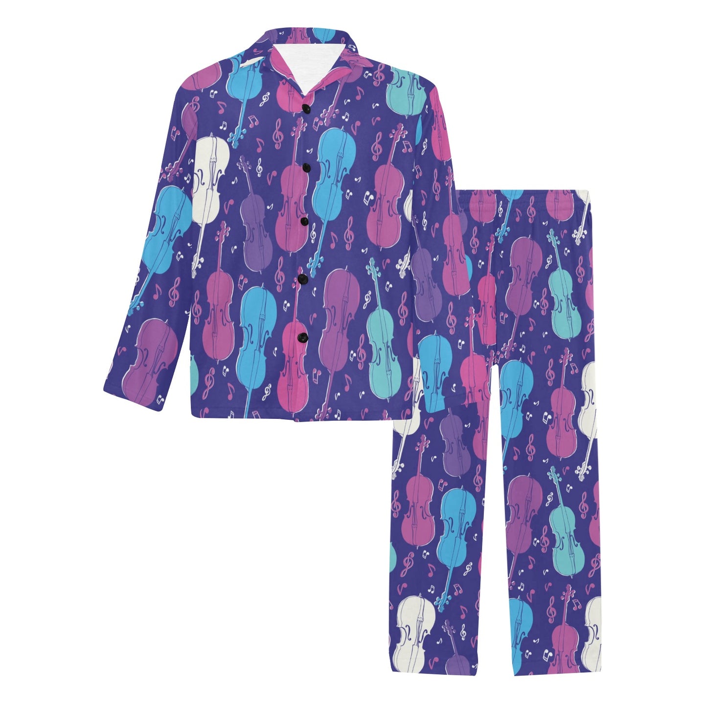 Cello Pattern Print Design 01 Men's Long Pajama Set