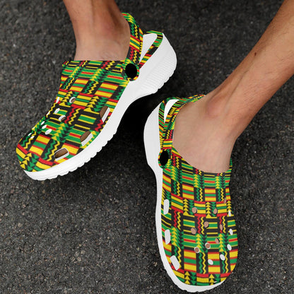 African Zip Zag Print Pattern Unisex Clogs Shoes