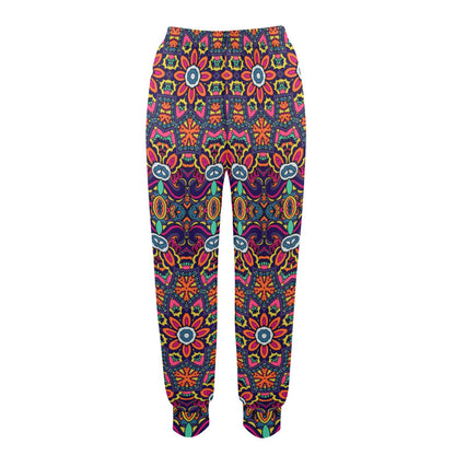 Ethnic Flower Style Print Pattern Women's Casual Track Pants