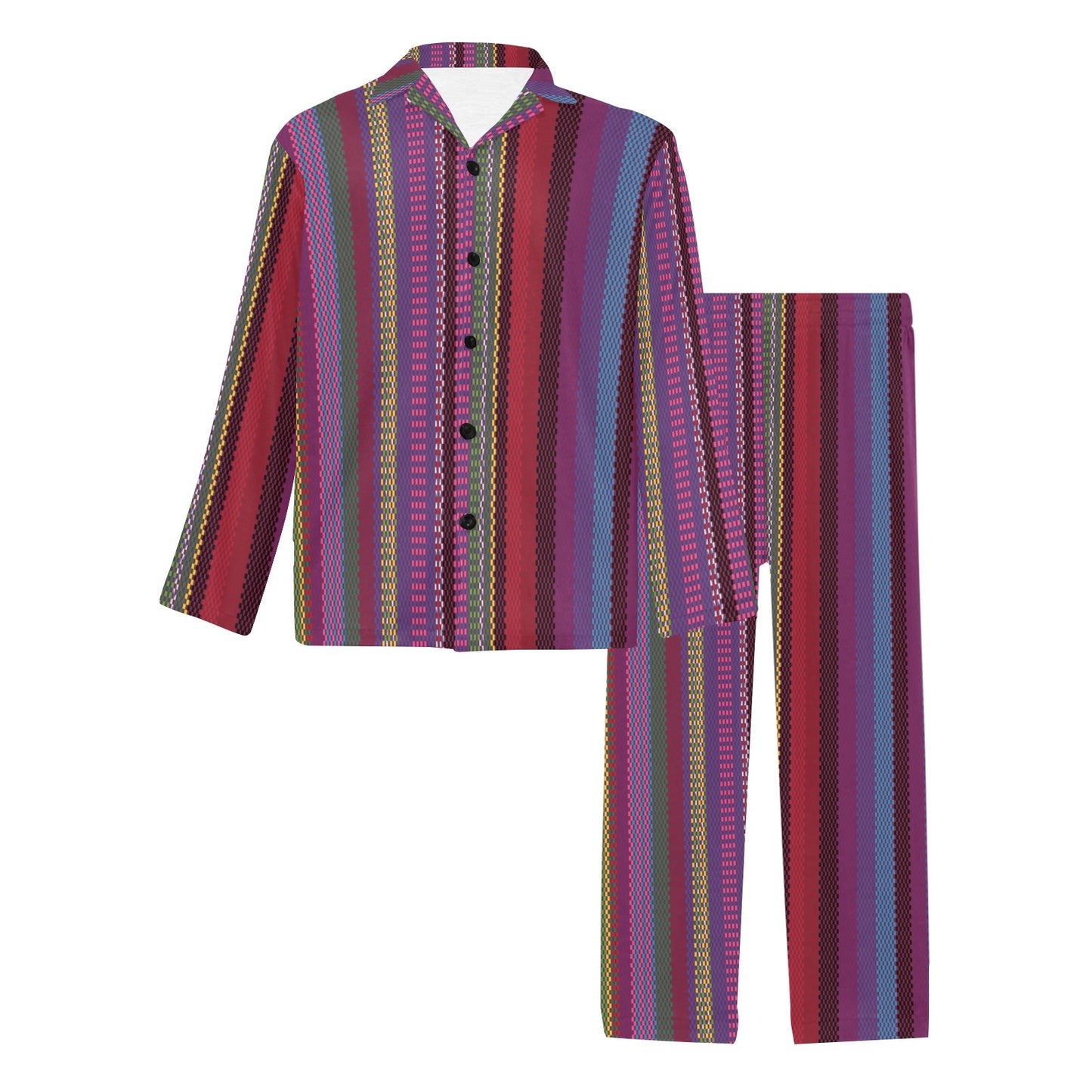 Serape Stripe Print Men's Long Pajama Set