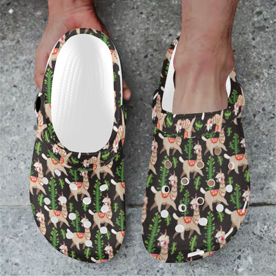 Alpaca Cactus Design Themed Print Unisex Clogs Shoes