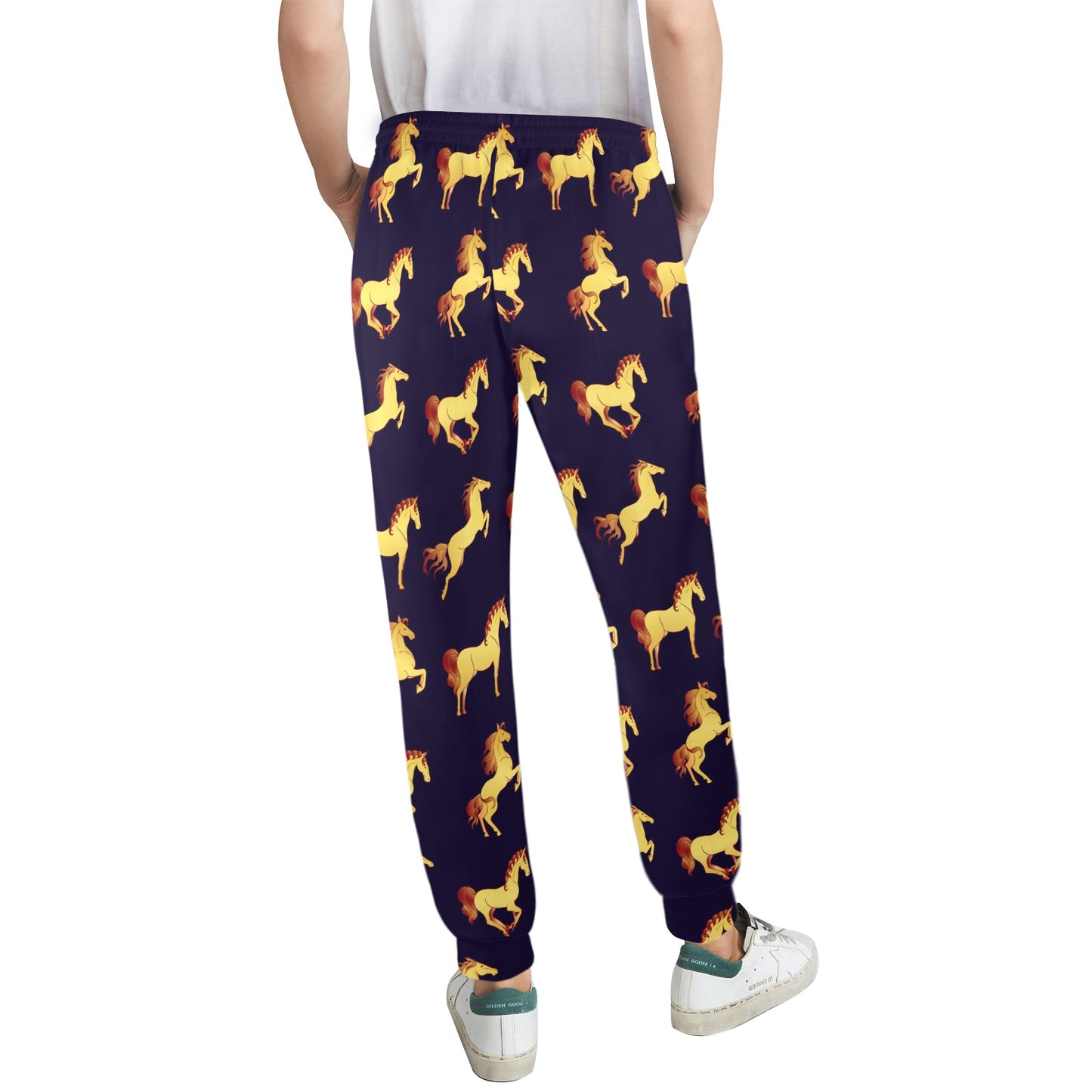 Gold Horse Pattern Women's Casual Track Pants