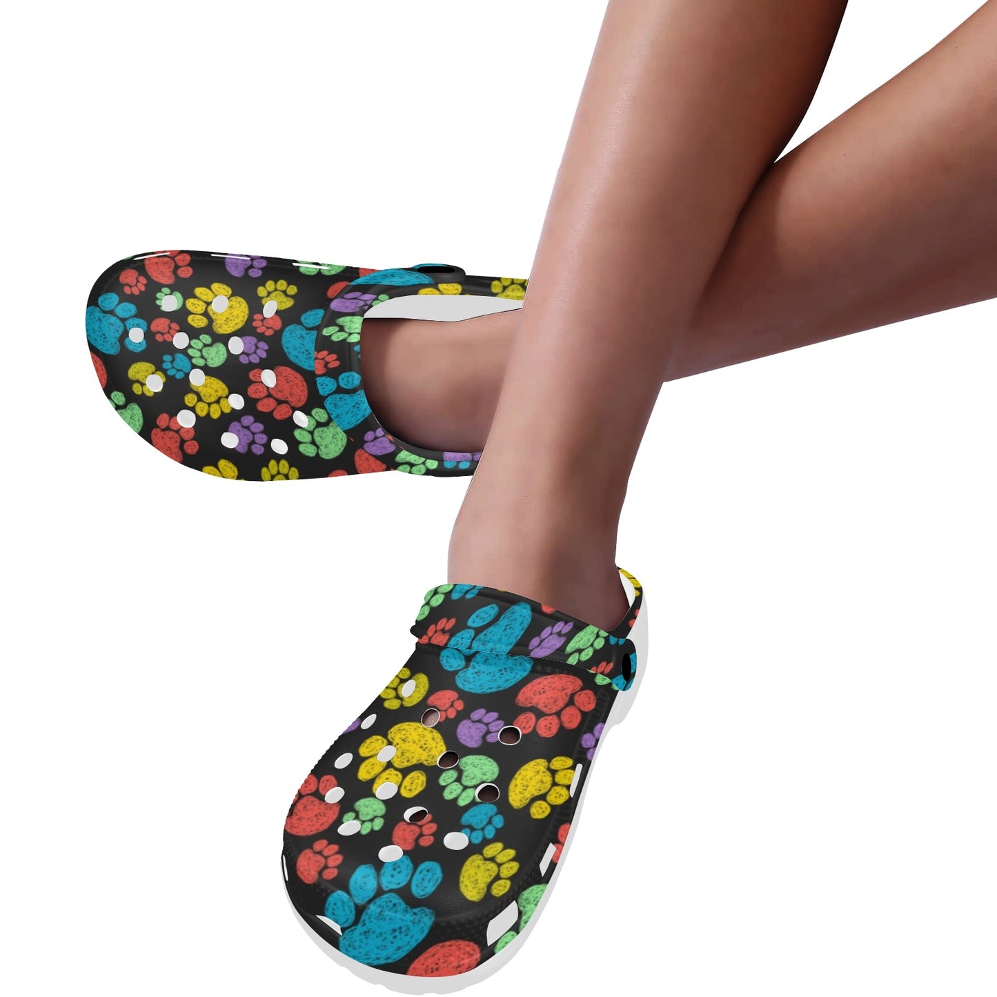 Paw Colorful Print Unisex Clogs Shoes