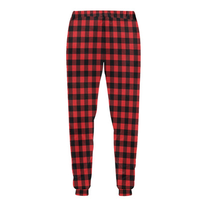Red Black Buffalo Tartan Plaid Pattern Men's Sweatpants