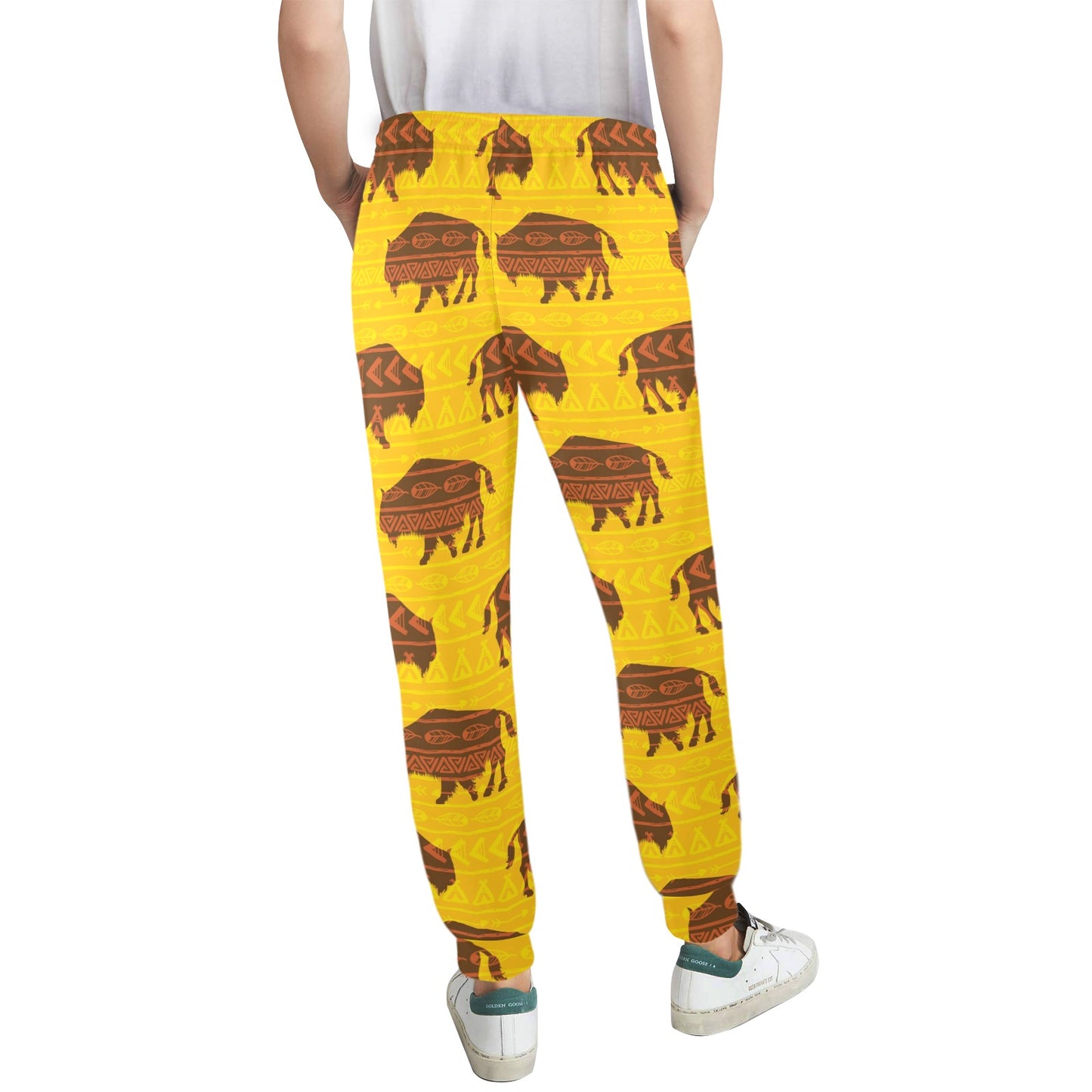 Bison Native Pattern Print Design 01 Women's Casual Track Pants