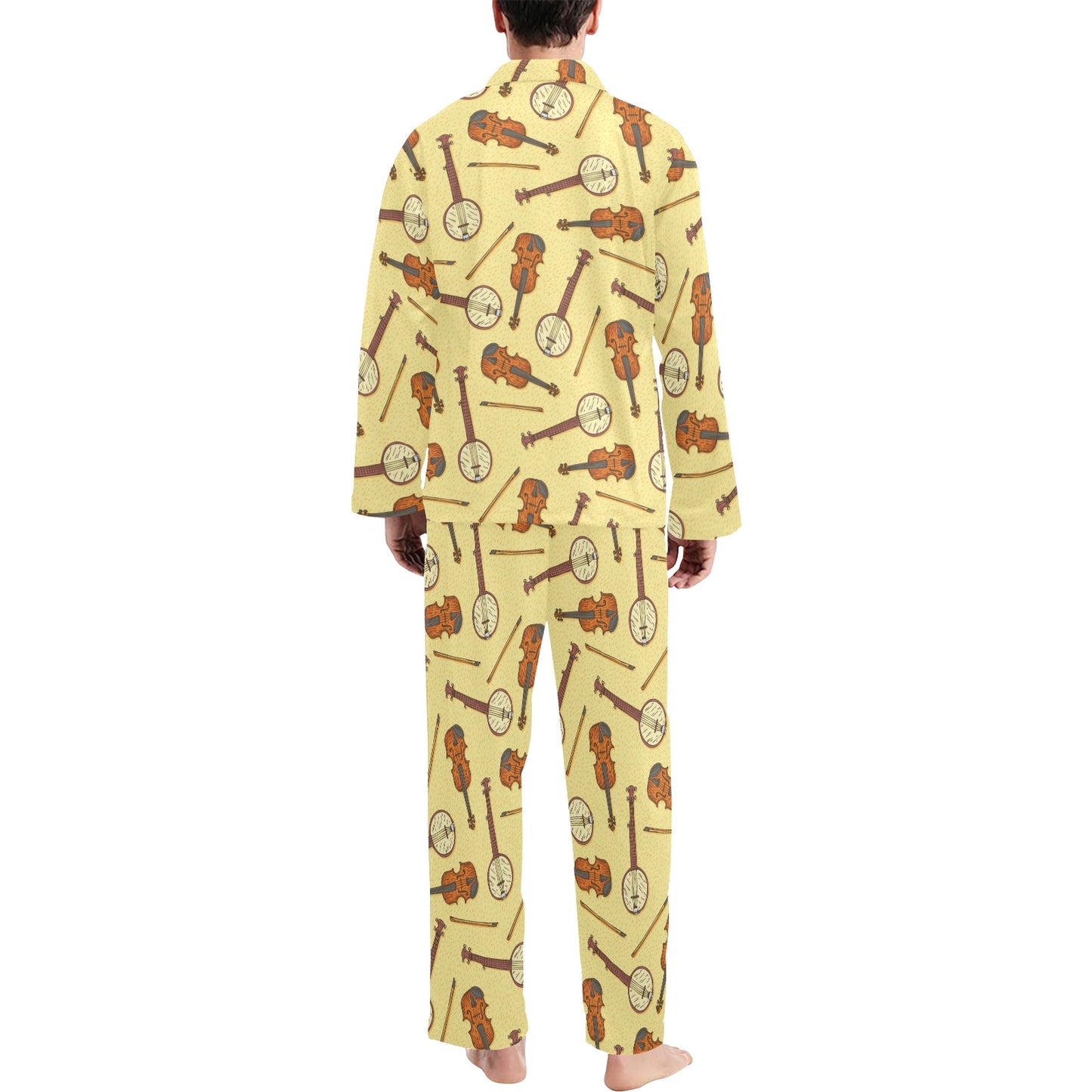 Banjo Violin Pattern Print Design 01 Men's Long Pajama Set