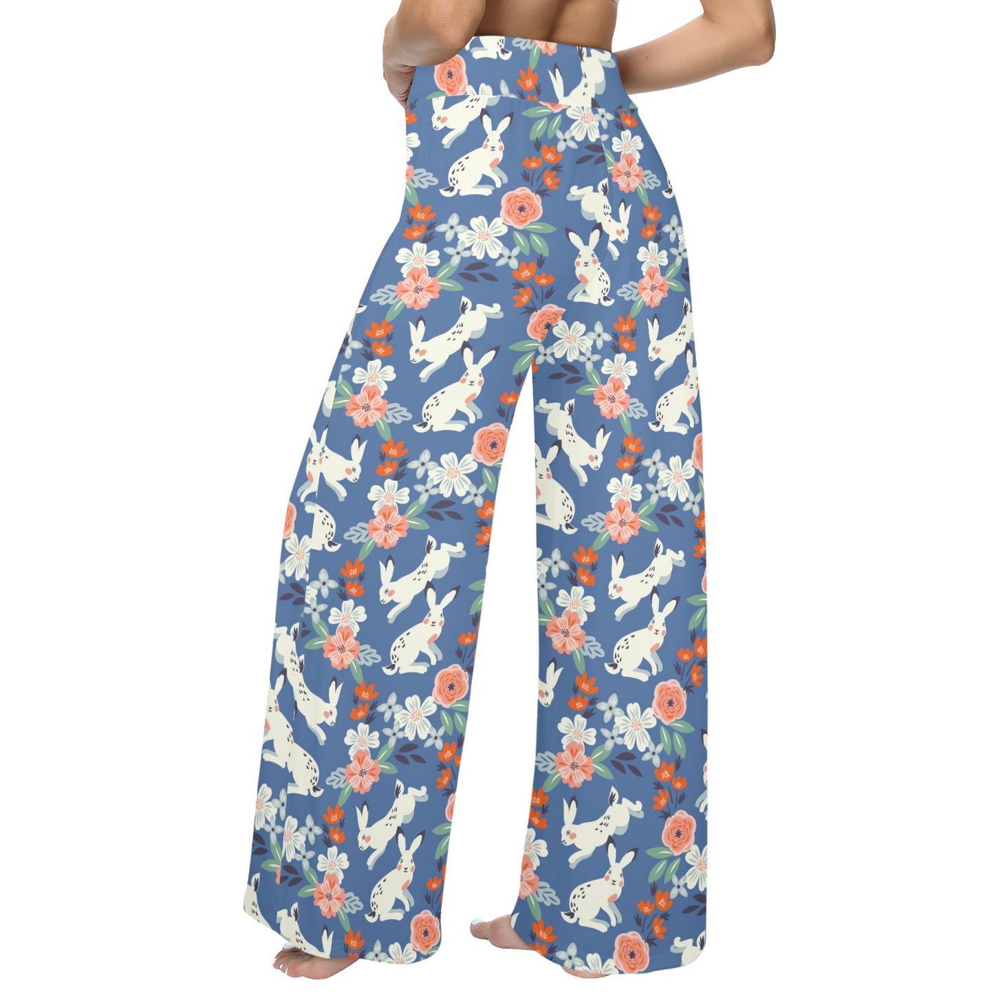 Bunny Pattern Print Design 07 Women's Wide Leg Lounge Pants