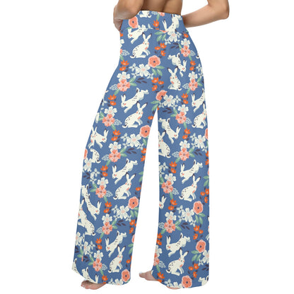Bunny Pattern Print Design 07 Women's Wide Leg Lounge Pants