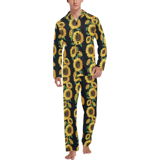 Sunflower Print Design LKS306 Men's Long Pajama Set