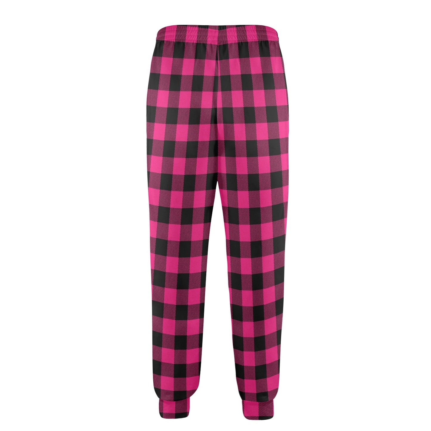 Pink Tartan Plaid Pattern Men's Casual Track Pants