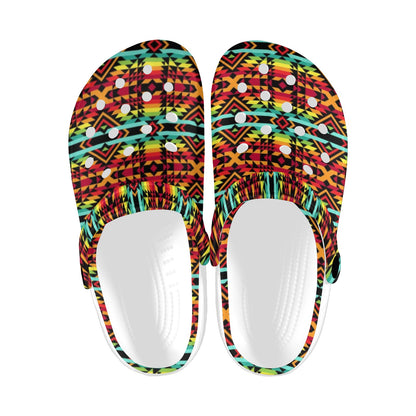 Kente Red Design African Print Unisex Clogs Shoes