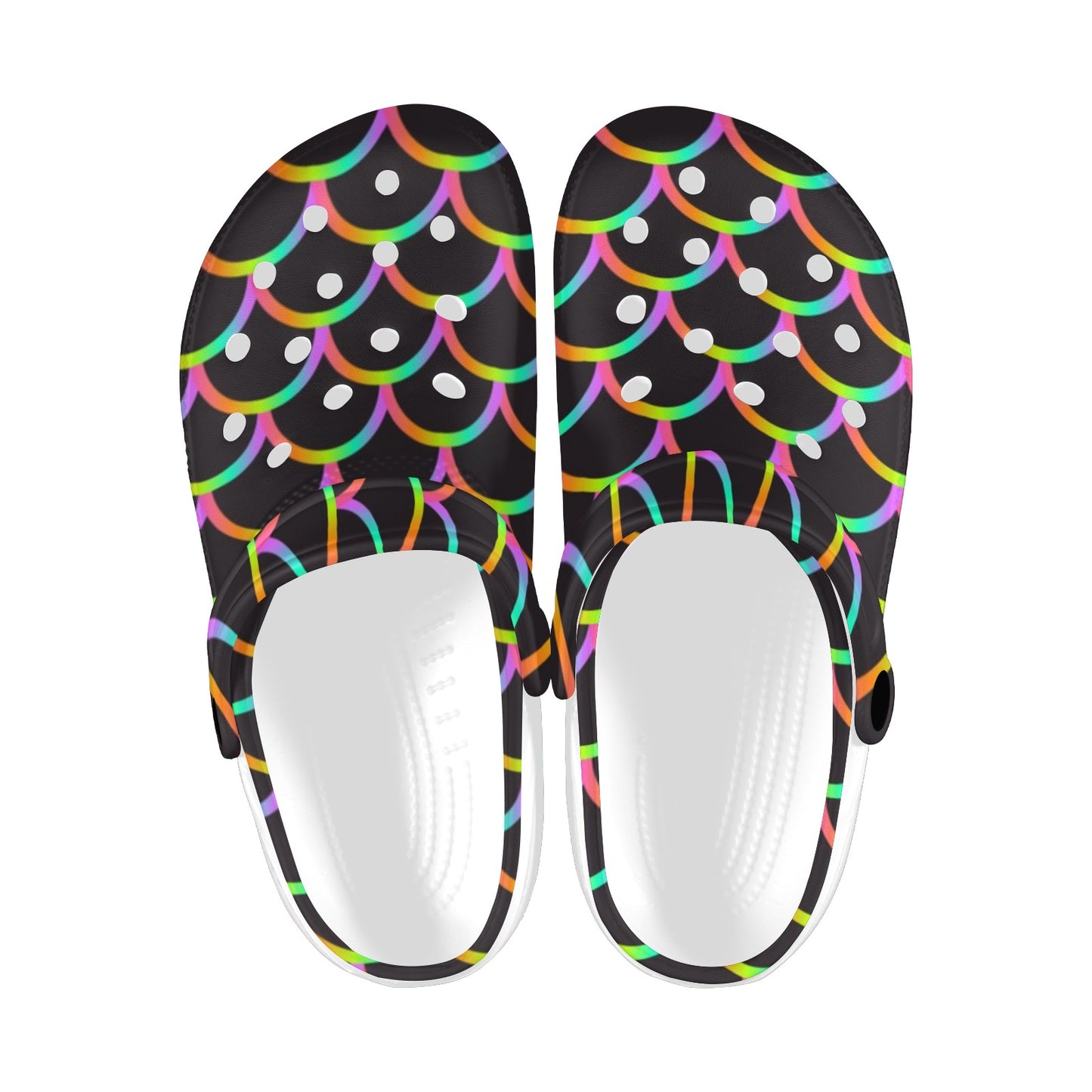 Mermaid Tail Rainbow Design Print Unisex Clogs Shoes