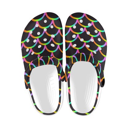 Mermaid Tail Rainbow Design Print Unisex Clogs Shoes