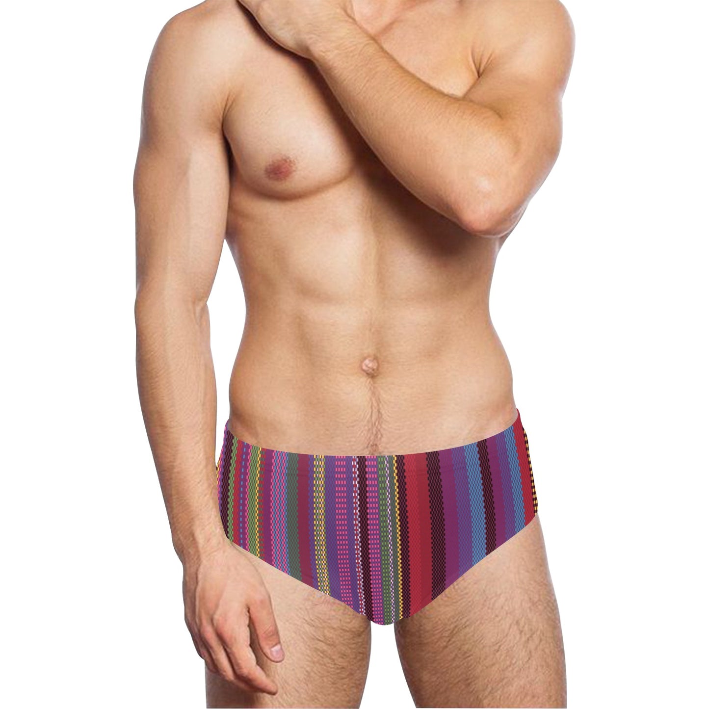 Serape Stripe Print Men's Swimming Briefs