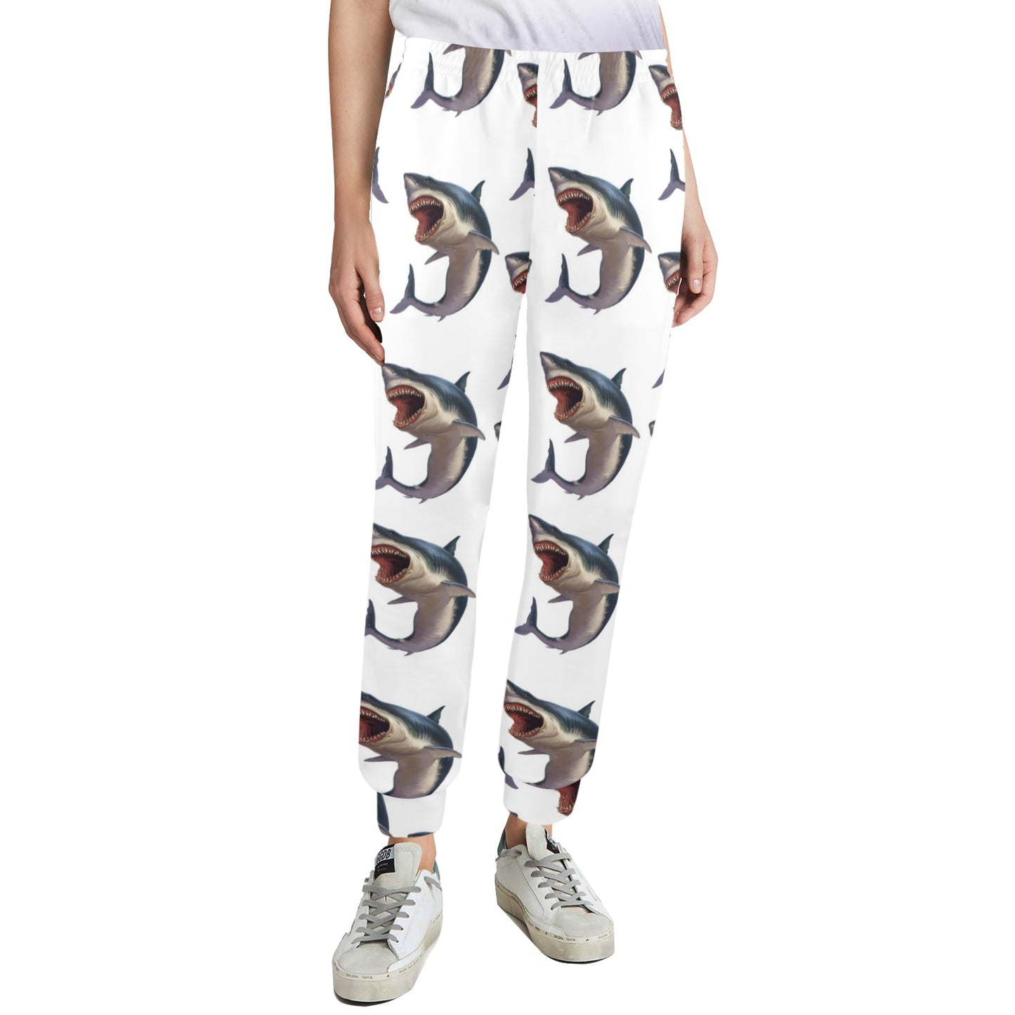 Great White Shark Pattern Print Design 03 Women's Casual Track Pants