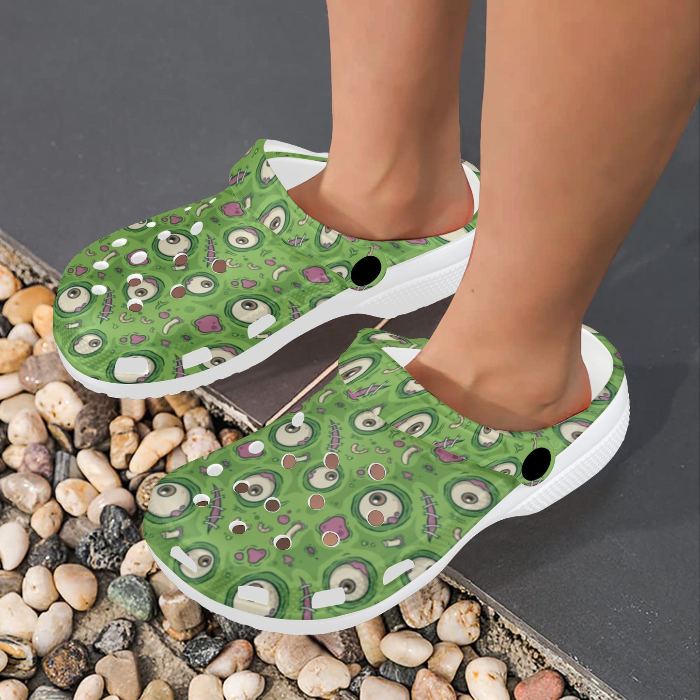 Zombie Eyes Design Pattern Print Unisex Clogs Shoes