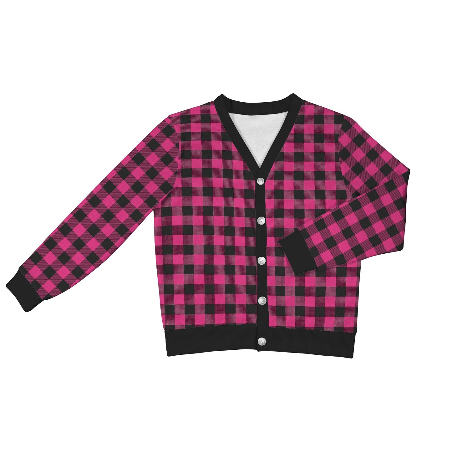Pink Tartan Plaid Pattern Women's Cardigan