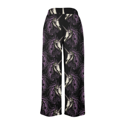 Unicorn Skull head Women's Wide Leg Lounge Pants
