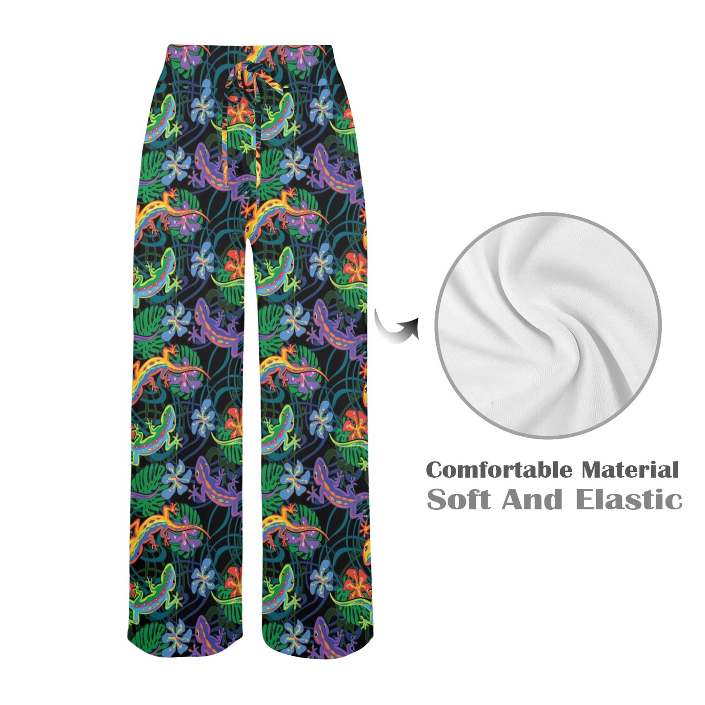 Gecko Colorful Pattern Print Design 01 Women's Wide Leg Lounge Pants