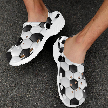 Soccer Ball Texture Print Pattern Unisex Clogs Shoes