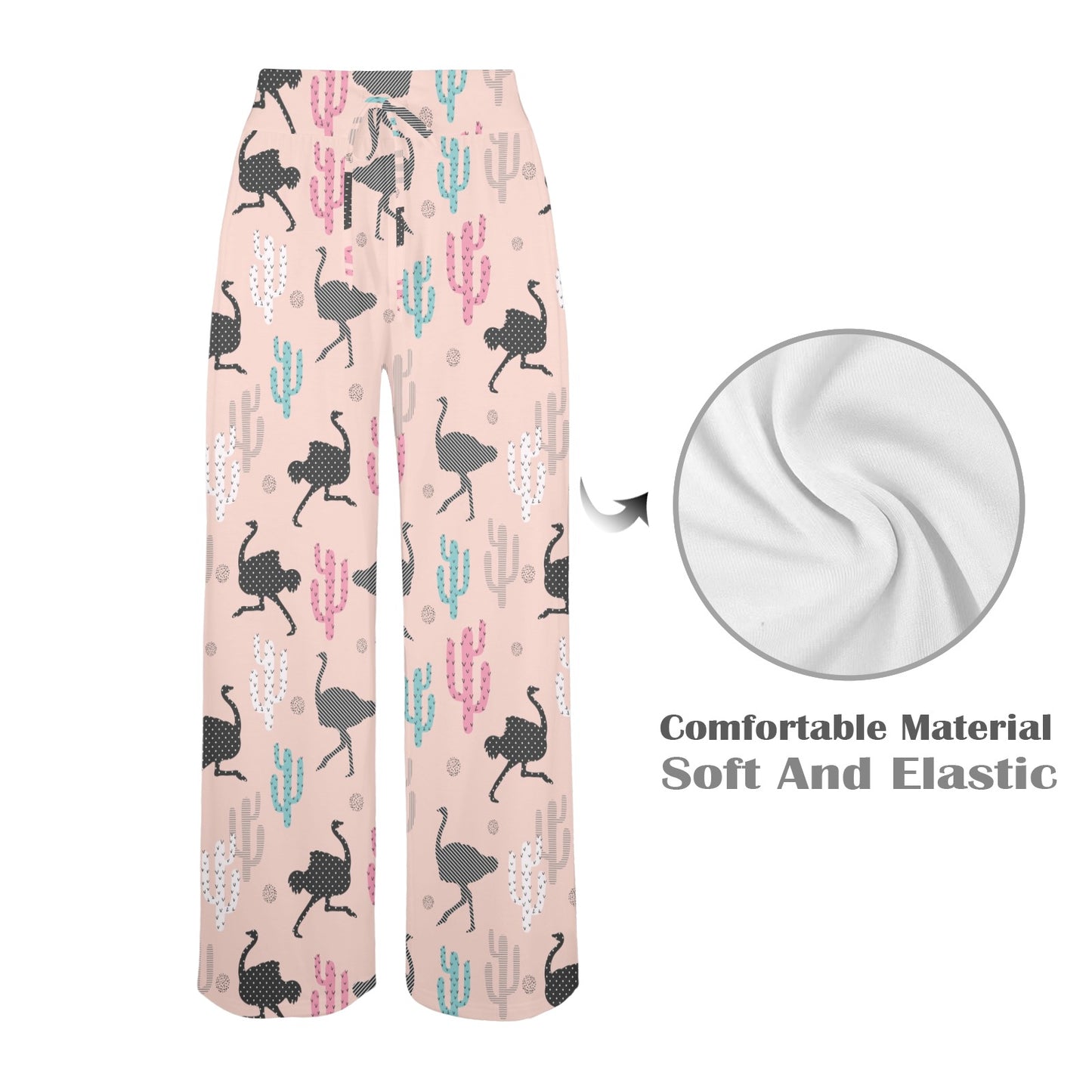 Ostrich Pattern Print Design 03 Women's Wide Leg Lounge Pants