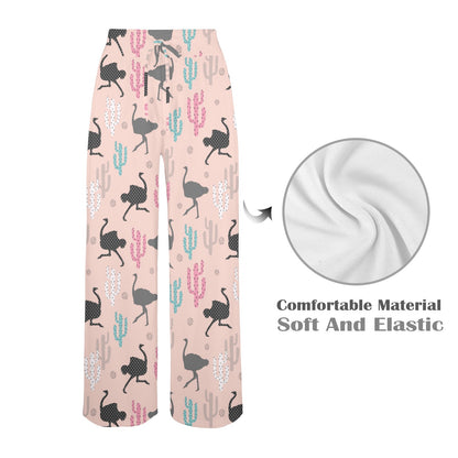 Ostrich Pattern Print Design 03 Women's Wide Leg Lounge Pants