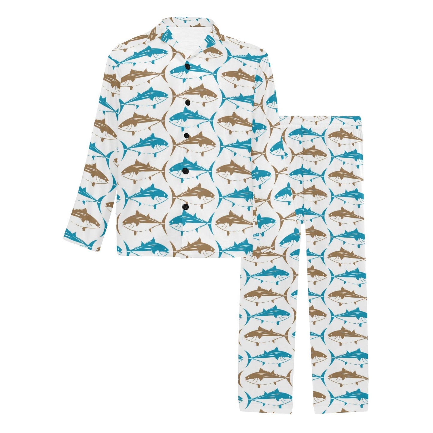 Tuna Fish Print Design LKS301 Men's Long Pajama Set