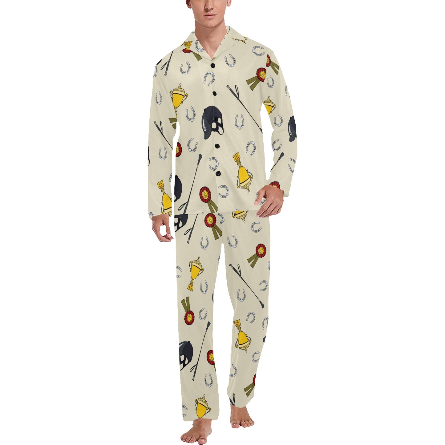 Equestrian Horseshoe Equipment Men's Long Pajama Set