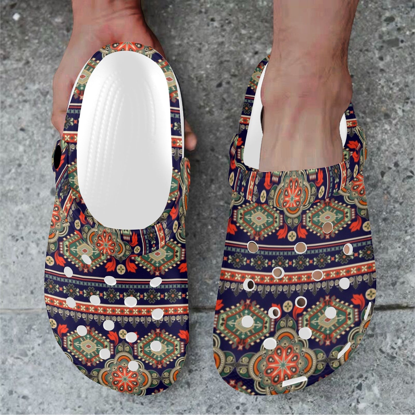 Ethnic Geometric Print Pattern Unisex Clogs Shoes