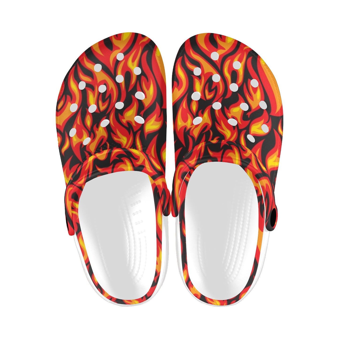 Flame Fire Print Pattern Unisex Clogs Shoes