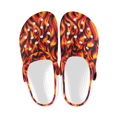 Flame Fire Print Pattern Unisex Clogs Shoes