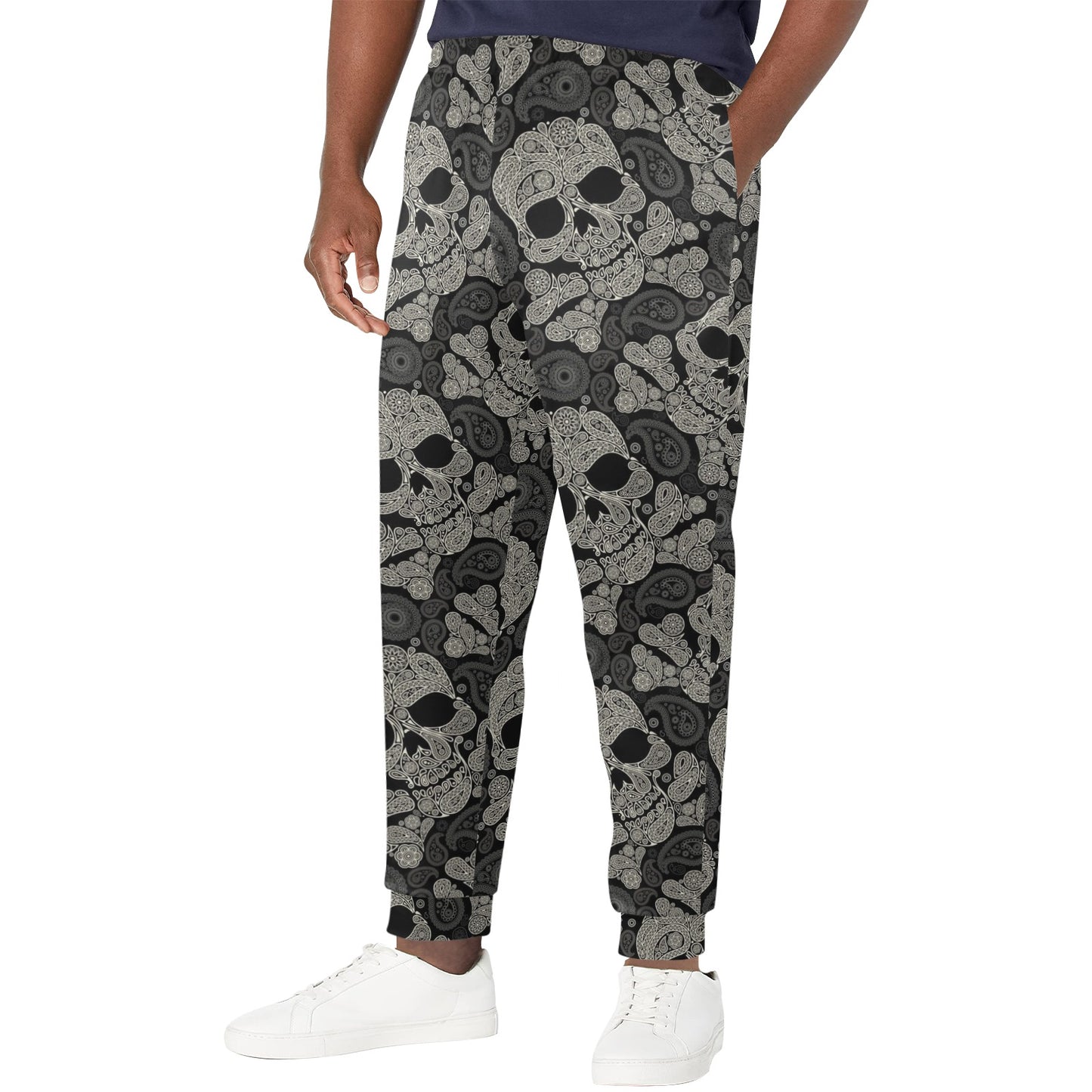 Paisley Skull Pattern Print Design A01 Men's Casual Track Pants