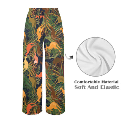 Kangaroos Pattern Print Design 07 Women's Wide Leg Lounge Pants