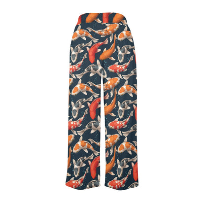 Koi Carp Cute Design Themed Print Women's Wide Leg Lounge Pants