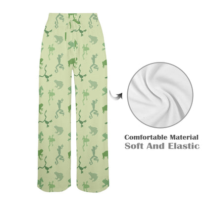 frog Design Print Pattern JJ0231 Women's Wide Leg Lounge Pants
