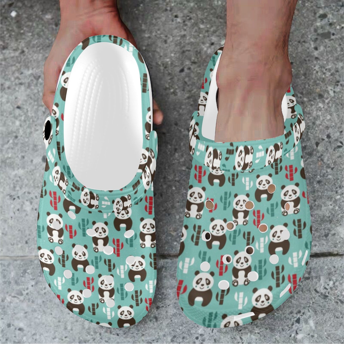 Panda Bear Cute Themed Print Unisex Clogs Shoes