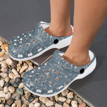 Damask Elegant Teal Print Pattern Unisex Clogs Shoes