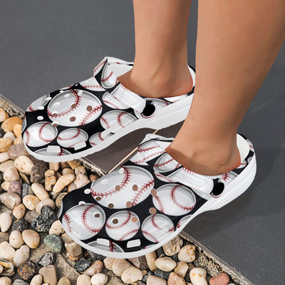 Baseball Black Background Unisex Clogs Shoes