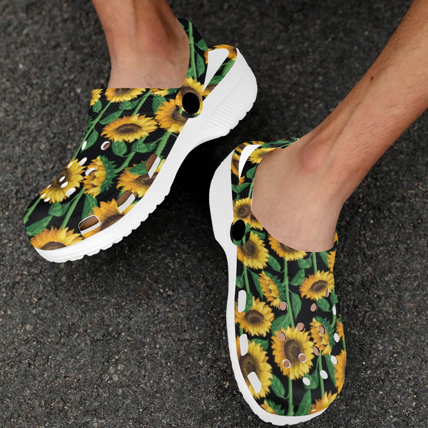 Sunflower Realistic Print Pattern Unisex Clogs Shoes