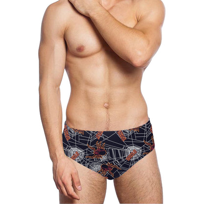 Tarantula Spiderwebs Pattern Print Design 01 Men's Swimming Briefs