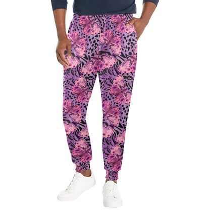 Purple Butterfly Leopard Men's Casual Track Pants