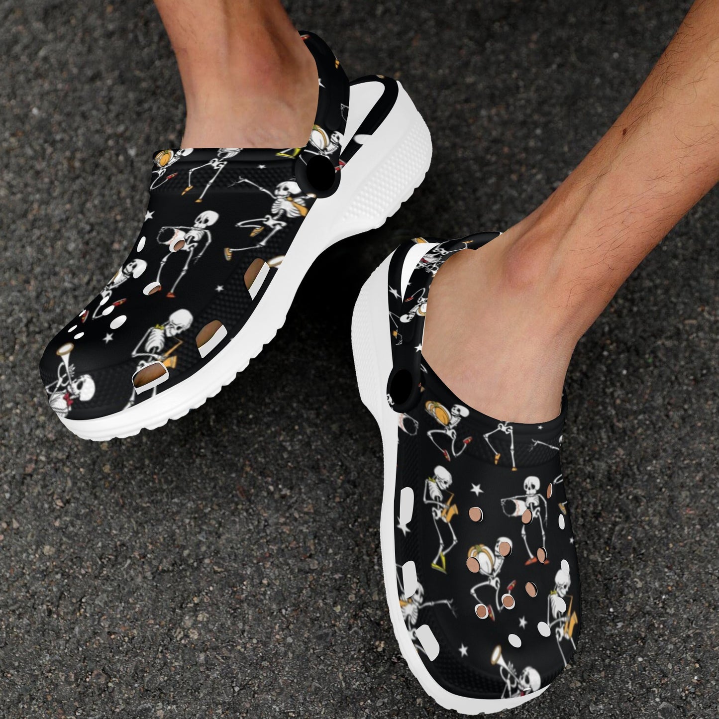 Skeleton Dance Print Unisex Clogs Shoes