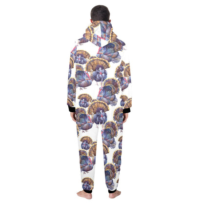 Turkey Pattern Print Design 01 Hooded Fleece Onesie Pajama Jumpsuit