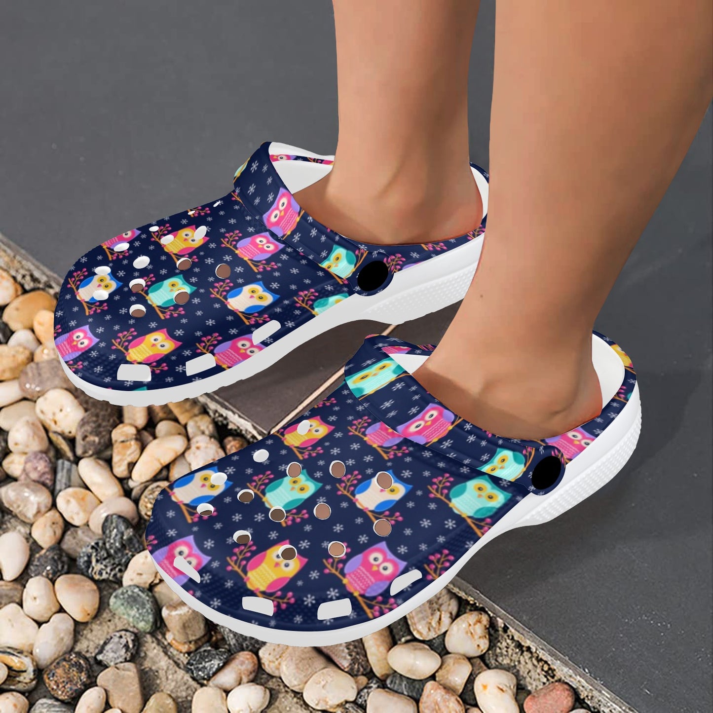 Owl Cute Themed Design Print Unisex Clogs Shoes