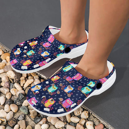 Owl Cute Themed Design Print Unisex Clogs Shoes